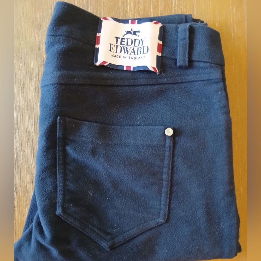 Teddy Edwards Navy Equestrian 10” rise plush tapered pants UK12 US8 8 US